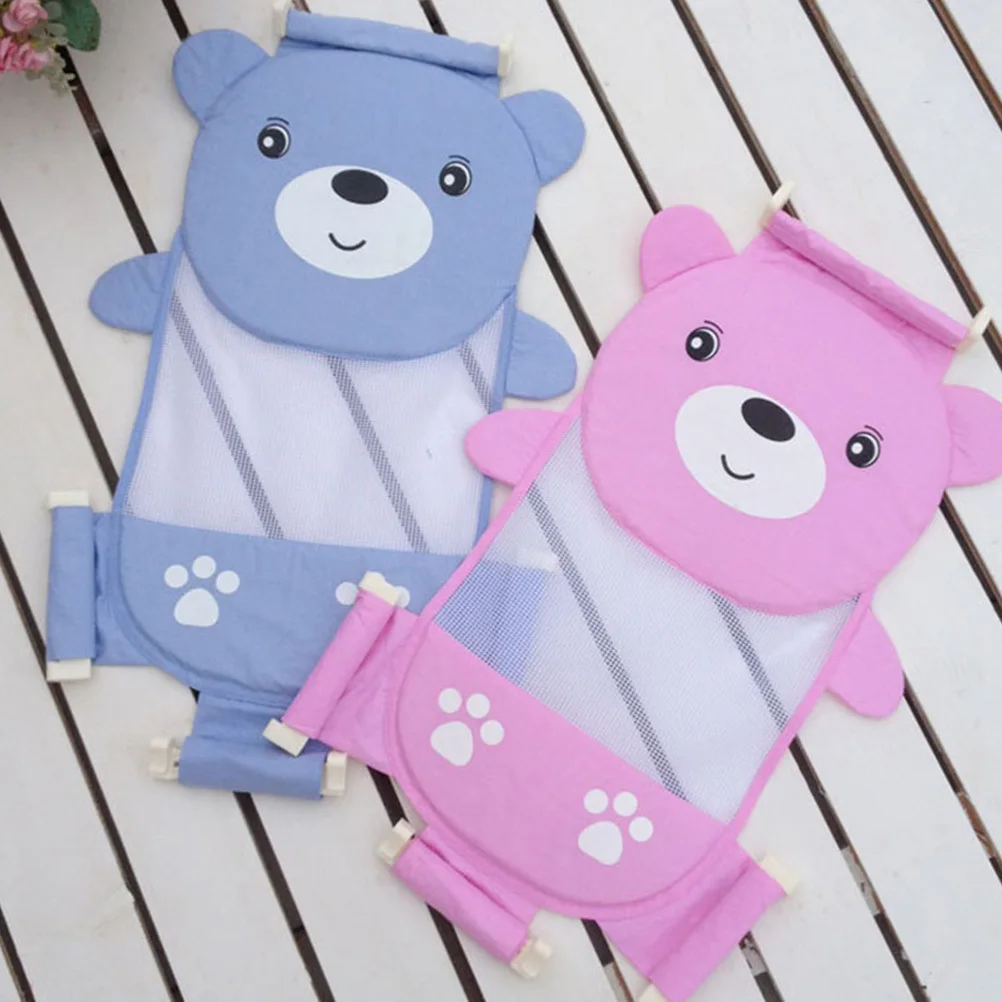 

Adjustable Infant Baby Bath Seat Support Net Soft Breathable Shower Mesh Baby Bathtub Mesh Cartoon Design Bath Seat Support