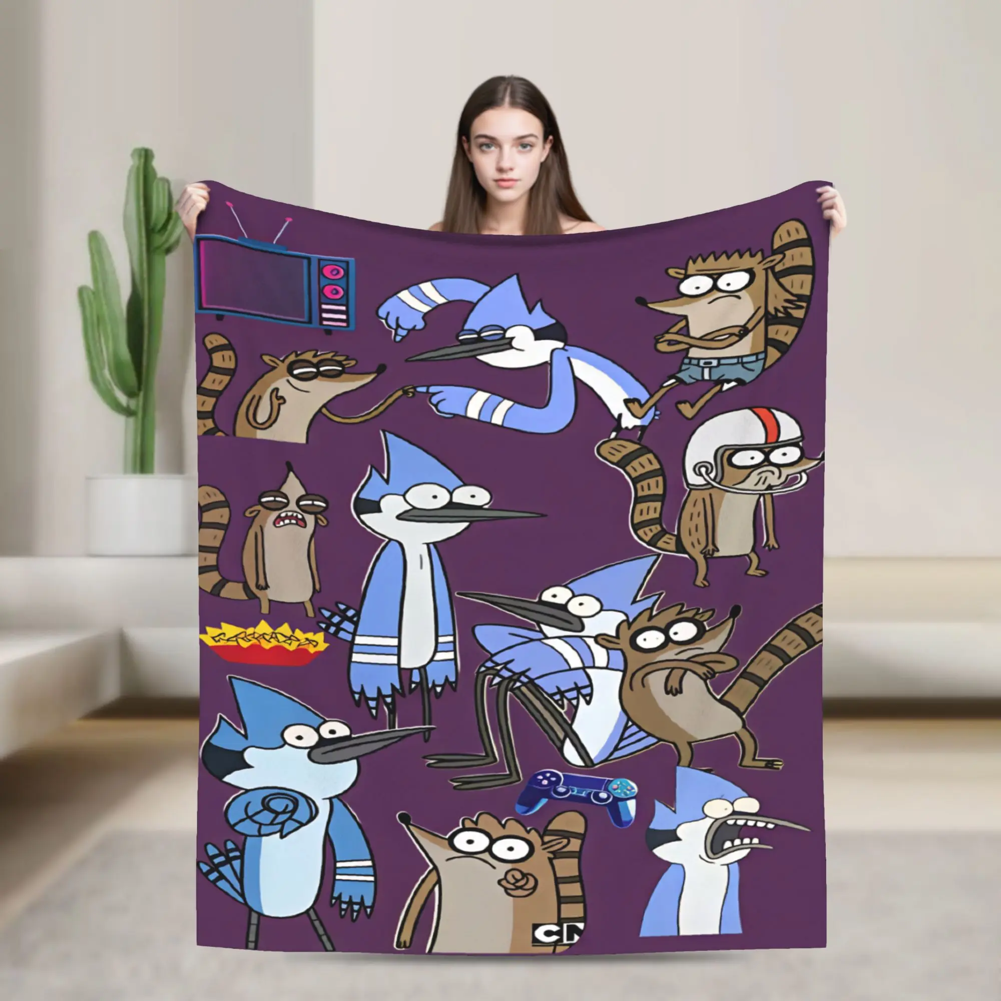 Mordecai And Rigby Regular Show Cartoon Characters Blanket Quality Warm Soft Throw Blanket Winter Camping Outdoor Bedspread