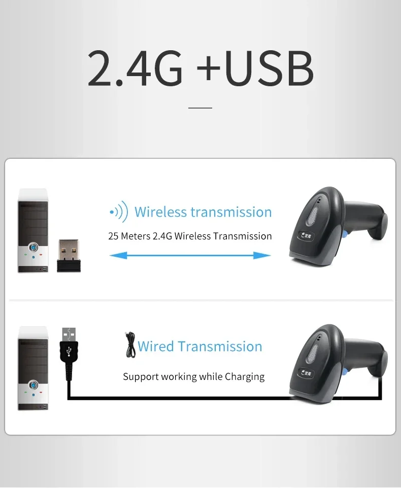 2D QR 1D Wireless Barcode Scanner WM930