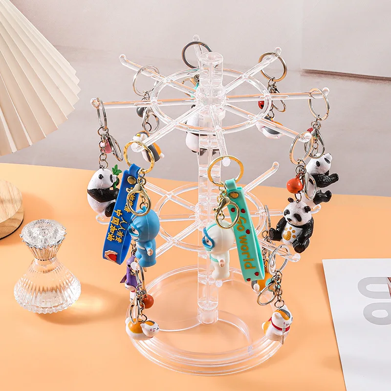 

Keychain Hanger Pendants Display Rack Storage Rack Rotatable Rack Hair Ring Rope Desktop Finishing Holder For Earrings Watch