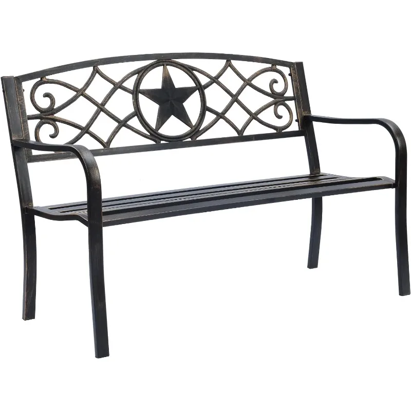 

213046 Lone Star Metal Park Patio Bench, 50" Wide, Black with Brushed Bronze