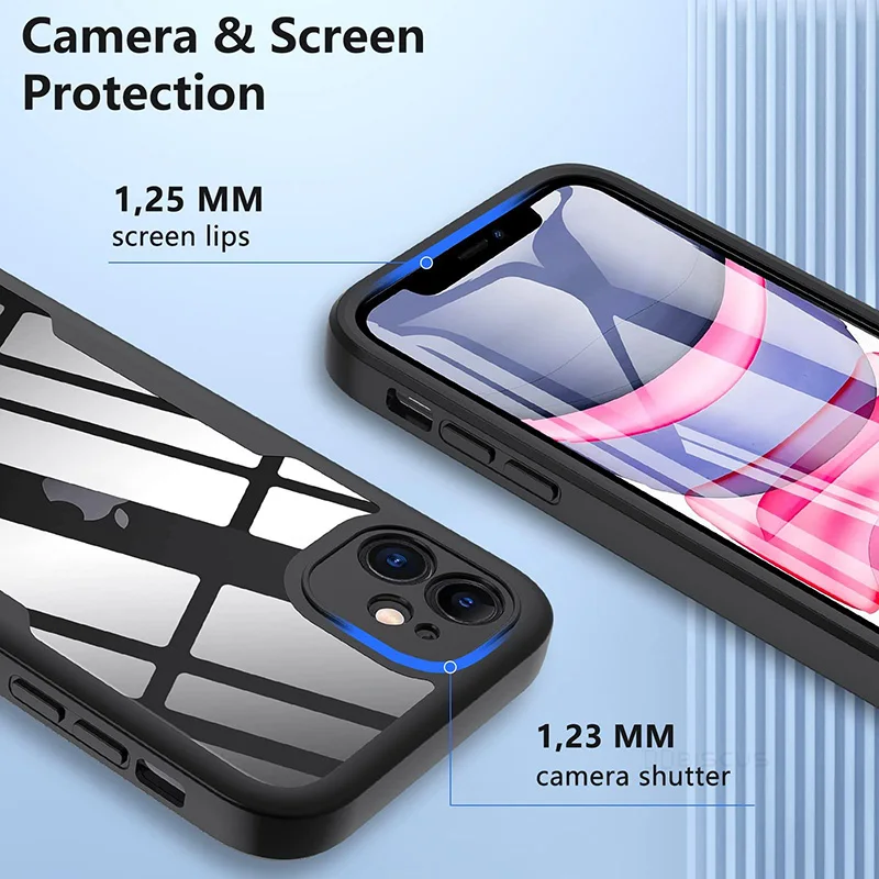 Funda de protección de cuerpo completo 360 para iPhone 15 14 13 12 11 Pro Max X XR 7 8 Plus SE 2020 Cubierta a prueba de golpes para pantalla frontal 4
