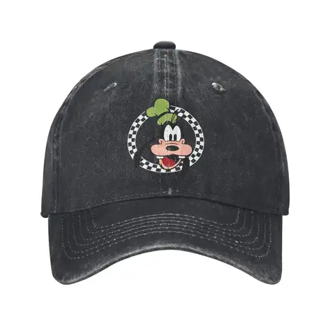 Berretto da baseball da donna per uomo a quadretti Goofy Cartoon Topolino Cappello lavato invecchiato Berretto snapback con vestibilità regolabile per esterni casual