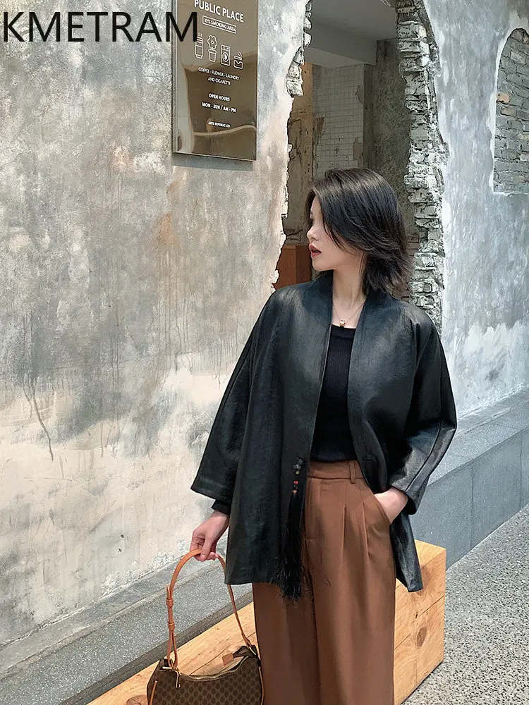 

KMETRAM Real Italian Sheepskin Leather Jacket Woman Chinese Style Short Coat Genuine Leather Jackets Autumn Women Clothing 2026