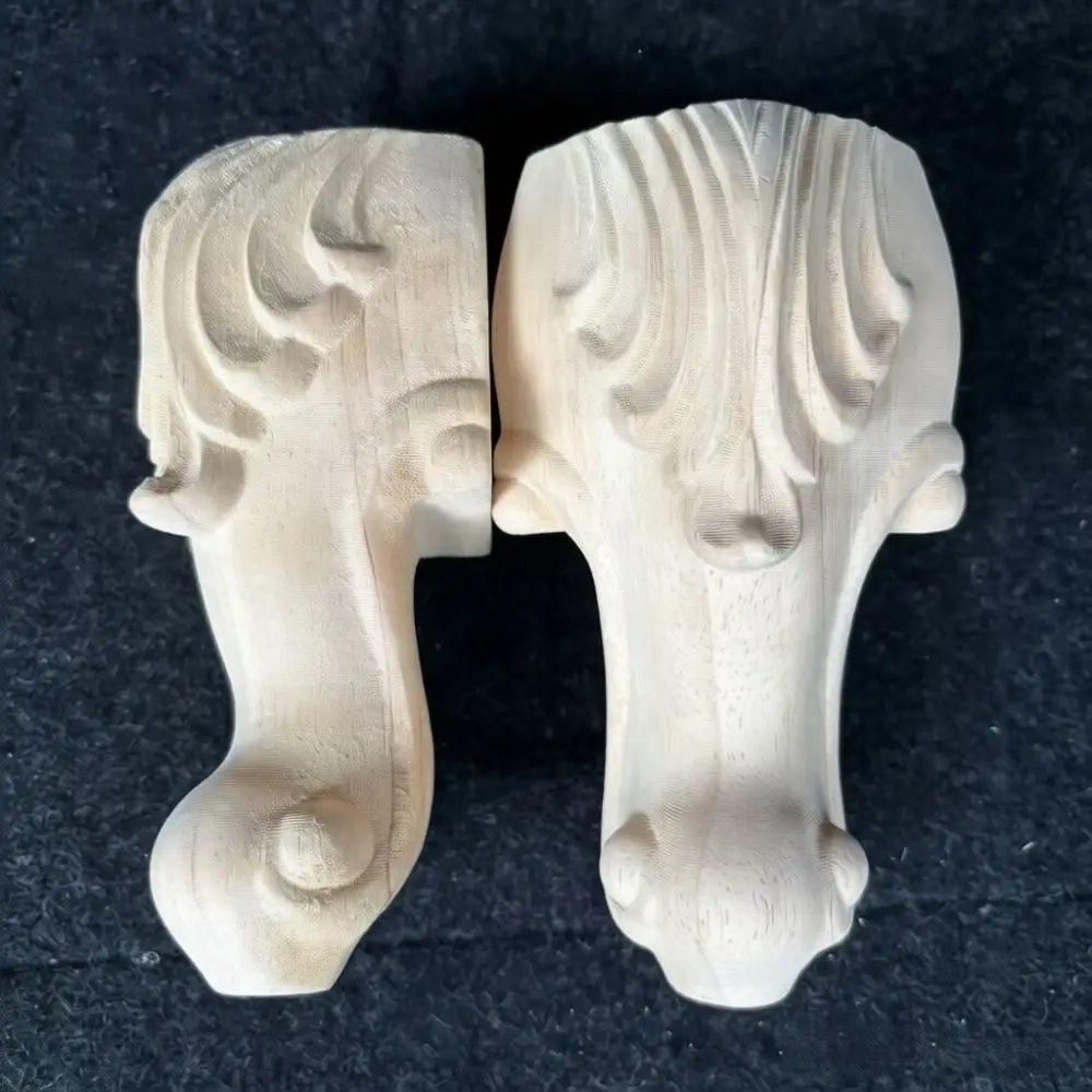Durable Rubber Wood Furniture Legs European Style Carving Support Feet For Table Cabinet Hardware Accessories