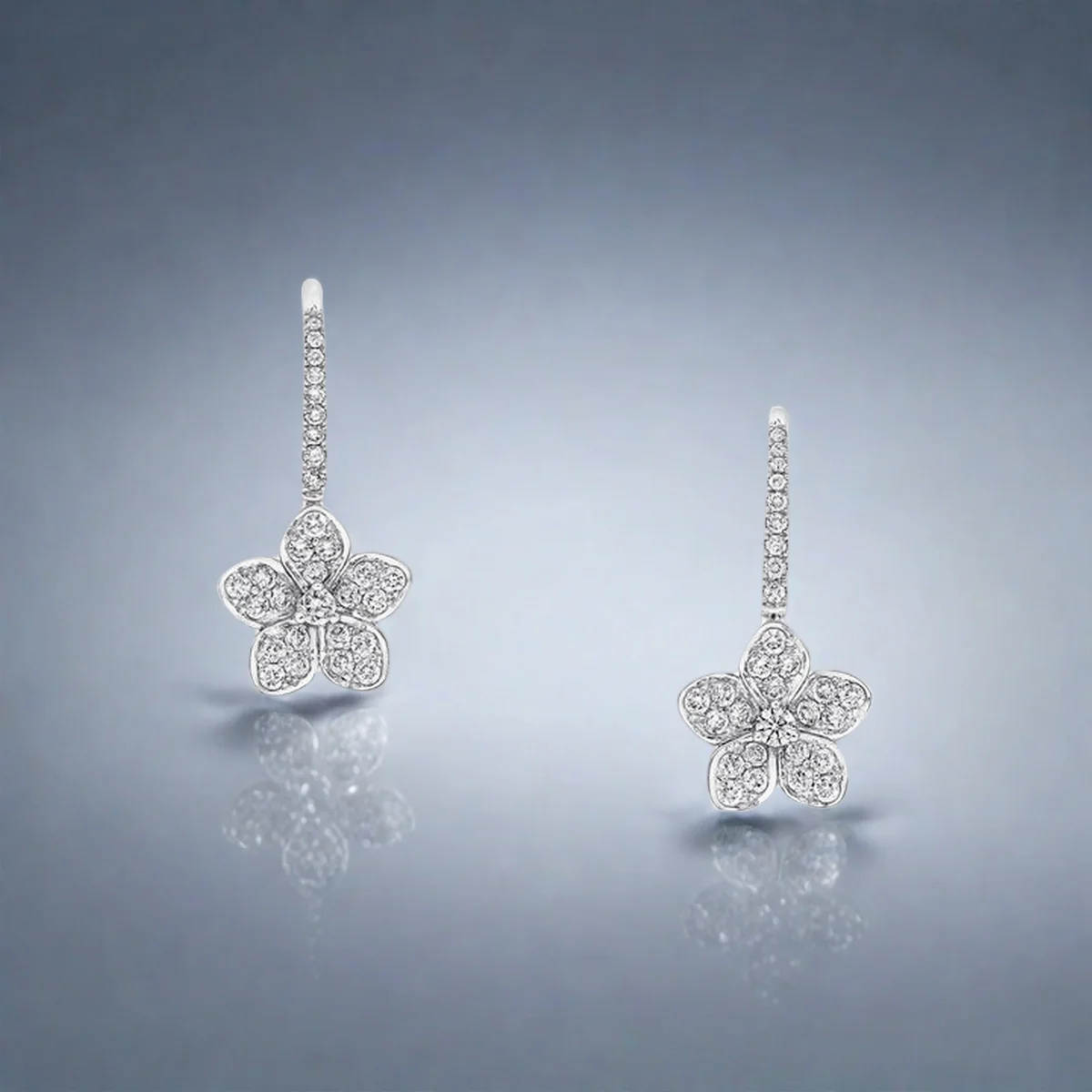 

Agile Flower Language Four stamen Blooming Heart Earnail s925 Fairy Light Luxury Birthday Gift Temperament Fairy