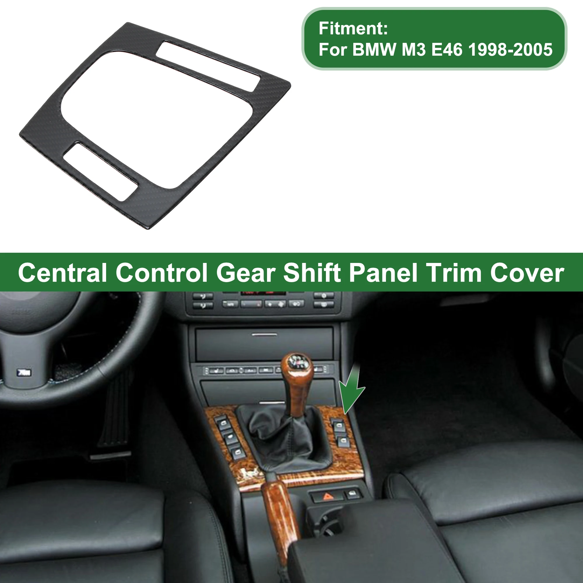 UXCELL Central Control Gear Shift Panel Trim Cover for BMW M3 E46 1998-2005