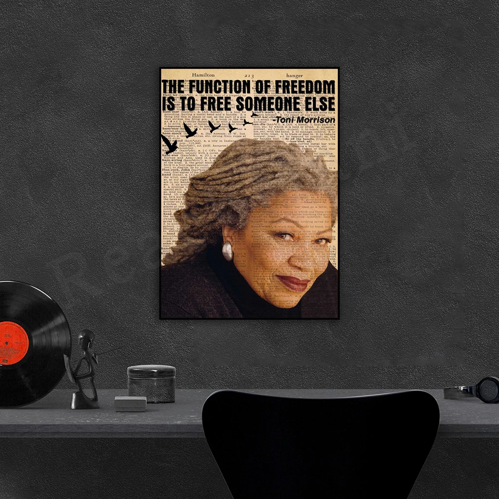 toni morrison poster, toni morrison quote print, freedom functions to make others free, toni morrison portrait poster