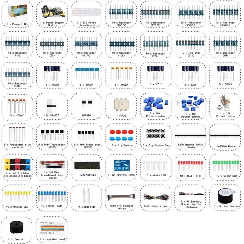 Suitable for UNO development board electronic component kit beginner super kit 140 bread line