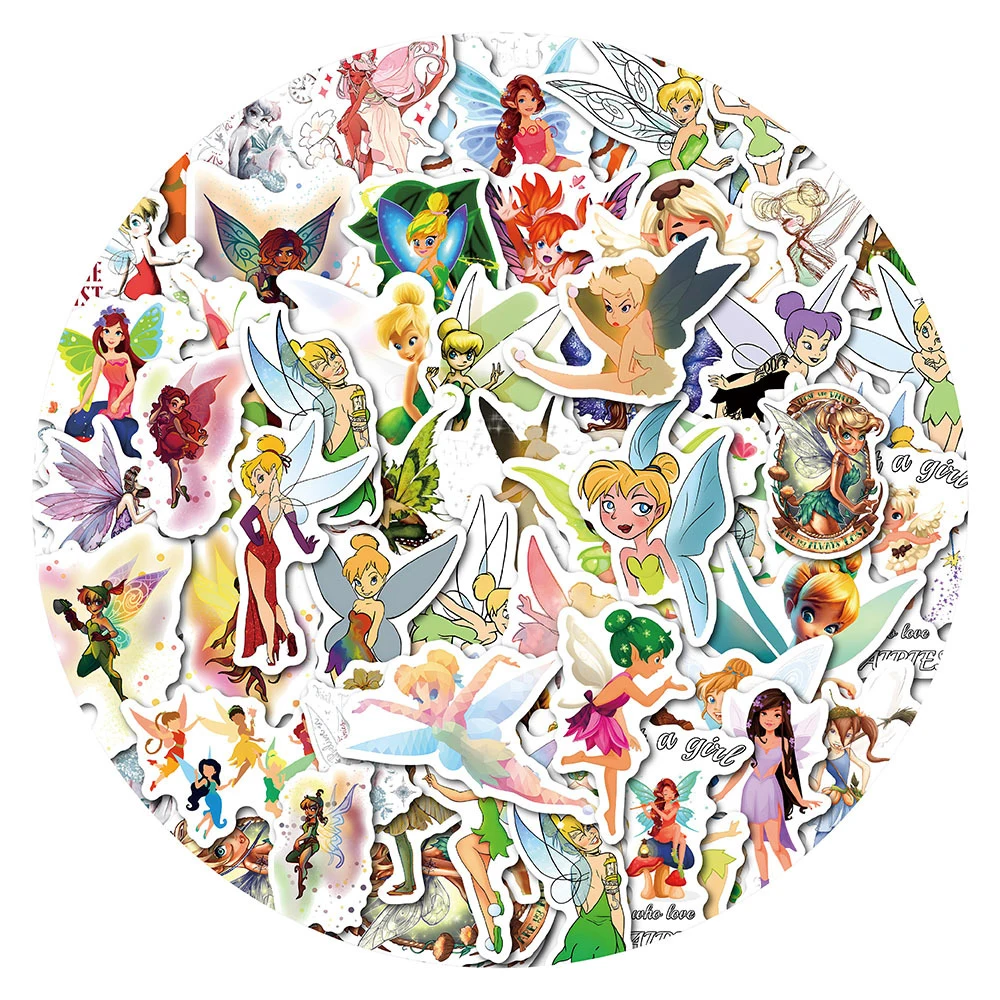 10/30/50pcs Cute Cartoon Movie Tinker Bell Aesthetic Stickers Kawaii Girl Anime Decoration Decals Guitar Luggage Phone Notebook