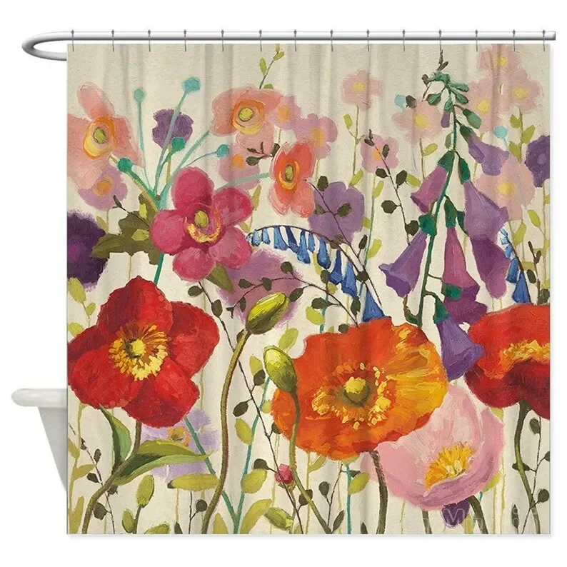 Flowers Poppies Shower Curtains Bathroom Decor