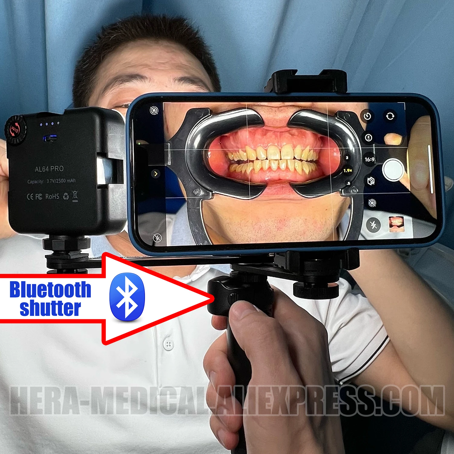 Lampka do fotografii dentystycznej z Bluetooth i statywem, lampka do wypełniania jamy ustnej dla dentystów, sprzęt do lamp dentystycznych. MK17