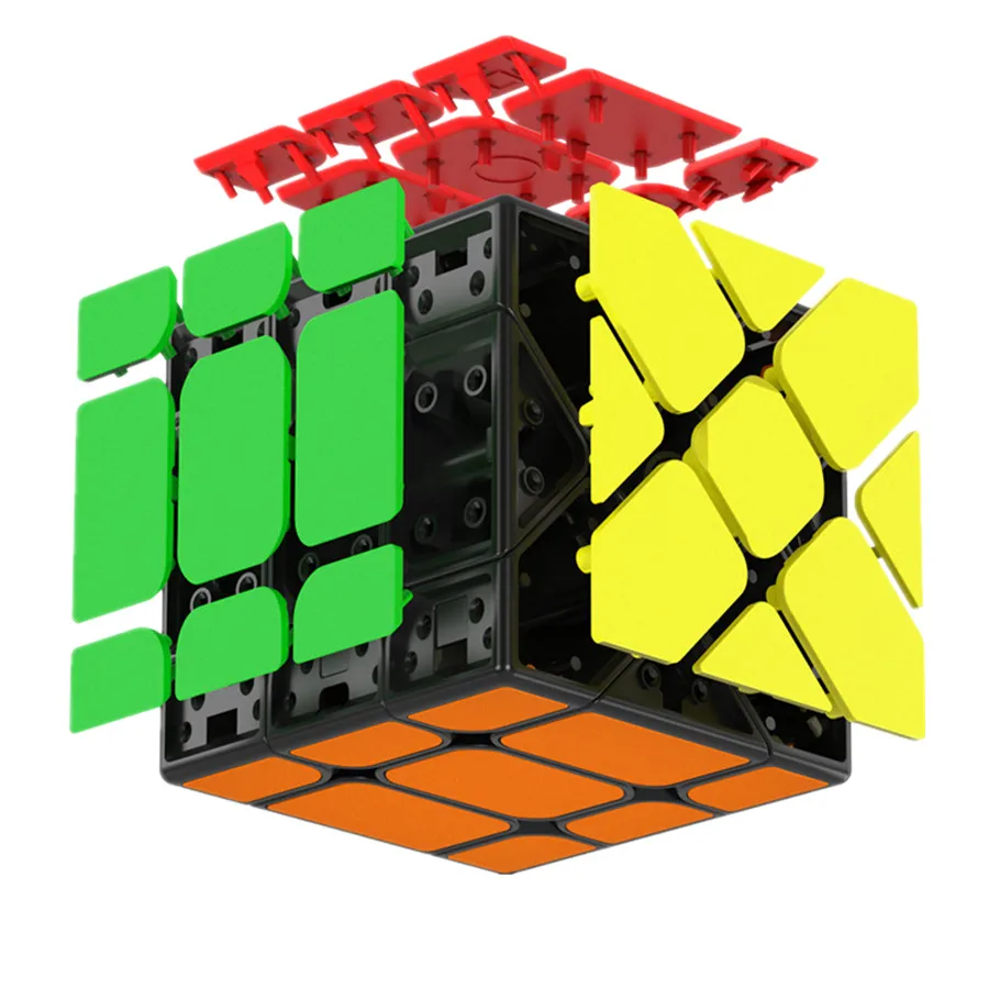 مكعب سحري مدمج Qiyi ، ألعاب تعليمية ، لغز Cubo للتعلم ، تصميم بلاط مدمج ، S طاحونة الهواء محور S