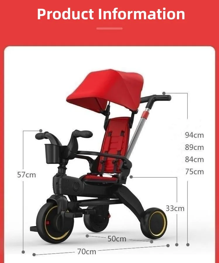 Poussette tricycle pour enfants de 1 à 5 ans, tricycle léger pour bébé, haute qualité, livraison gratuite rapide