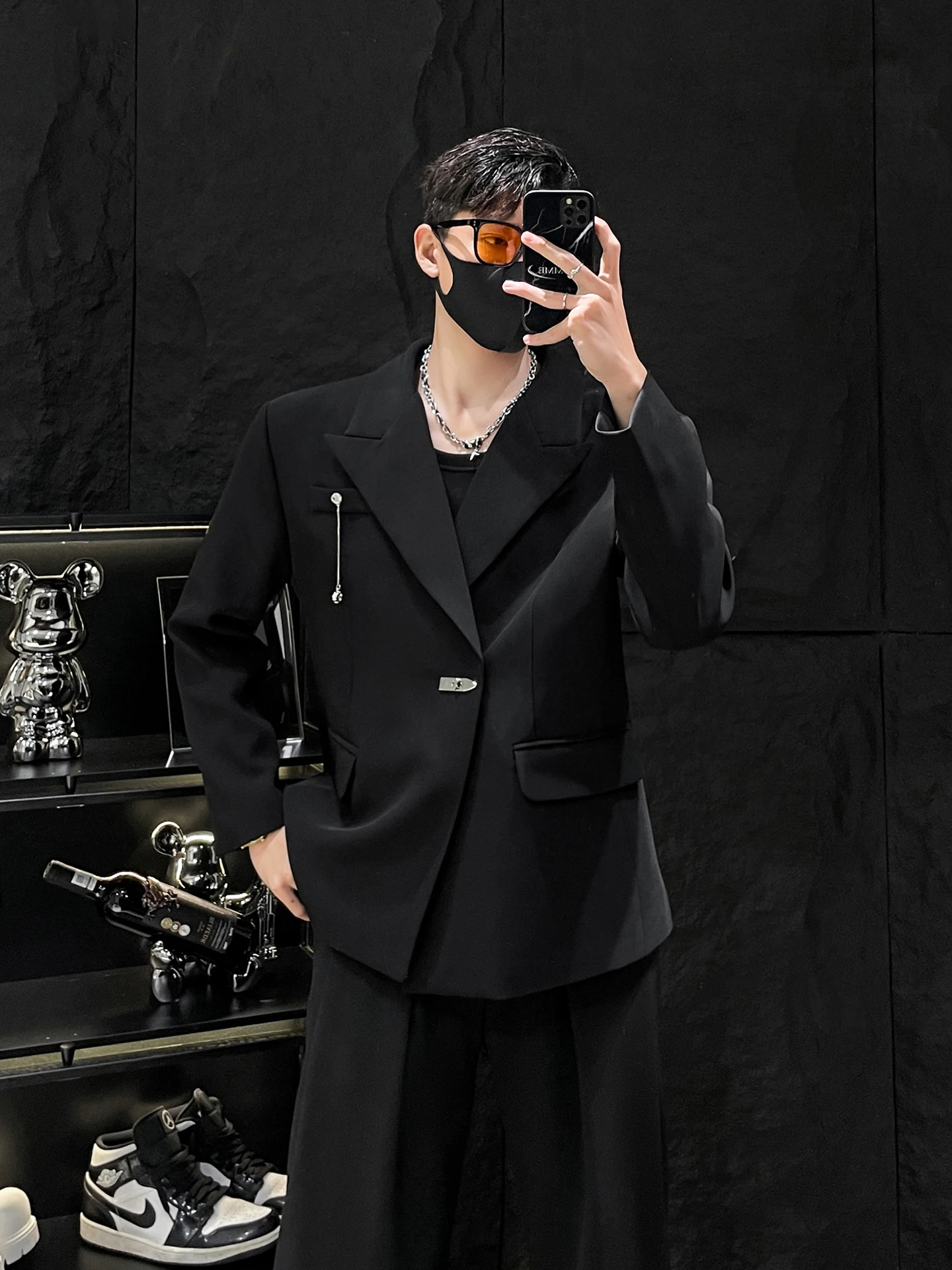 

Мужской повседневный пиджак HOMME свободного кроя, универсальный, с металлическим декором, не требует глажки, для весны и осени, на одной пуговице