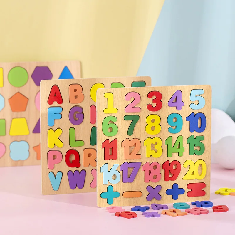 Giocattoli Puzzle per la prima educazione ABC Alphabet Puzzle digitale giocattoli in legno lettera numero bambino