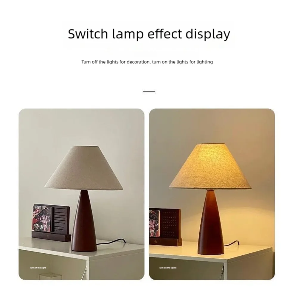 Scandinavian retro style bedroom bedside table lamp desk fabric solid wood simple atmosphere decorative table lamps