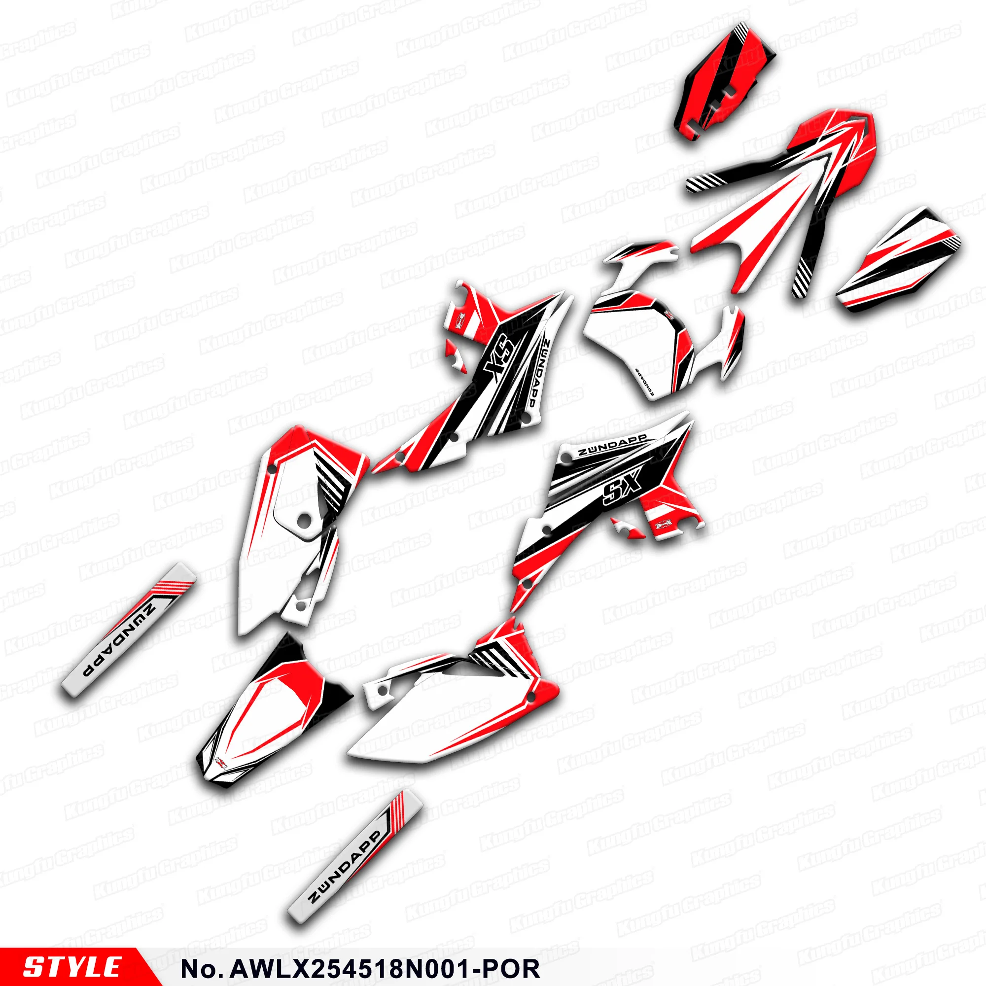 Aftermarket Graphics MX Sticker Decal for Asiawing LX250 LX450 2018 2019 2020 2021 2022 2023 2024, AWLX254518N001-POR