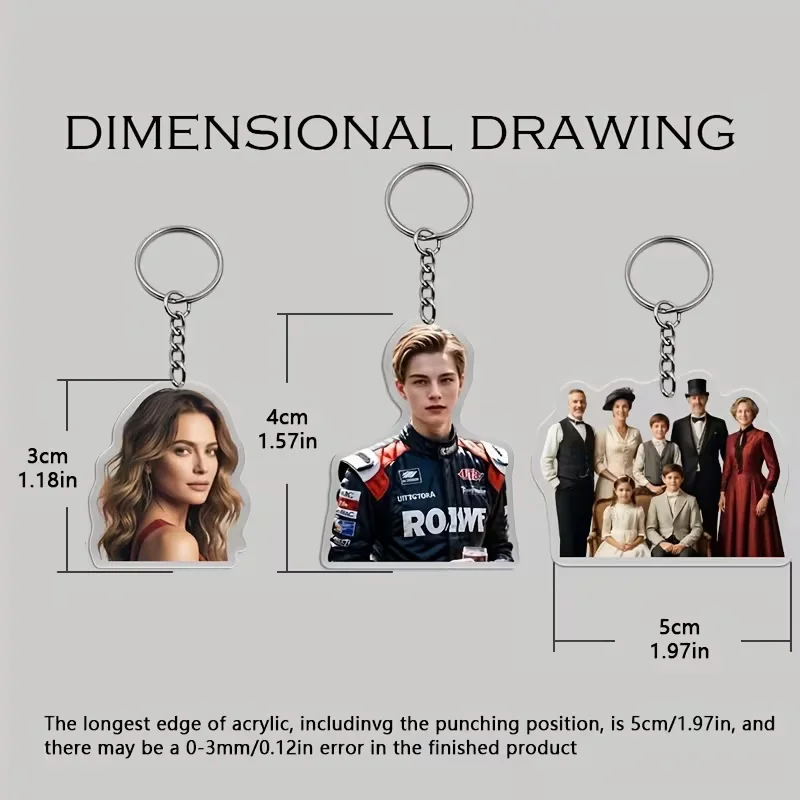 Custom 2D Acrylic Keychains 20/40/60/80 Pieces Set - Photo Customizable Alien Car Key Rings Backpack Decorations for Lovers Frie