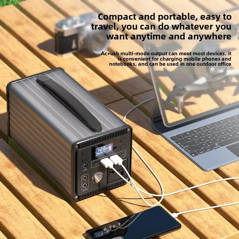 باور بانك محمول 600 وات مزود طاقة متنقل بقدرة 560 وات في الساعة مع ألواح شمسية مع قابس تيار متردد وبنك طاقة متنقل للتخييم والصيد في حالات الطوارئ