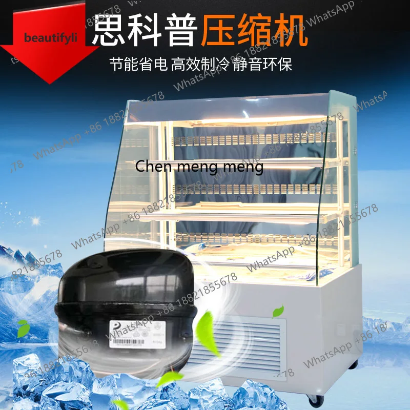 M07 Air curtain open refrigerated cake cabinet open beverage sandwich fresh display cabinet