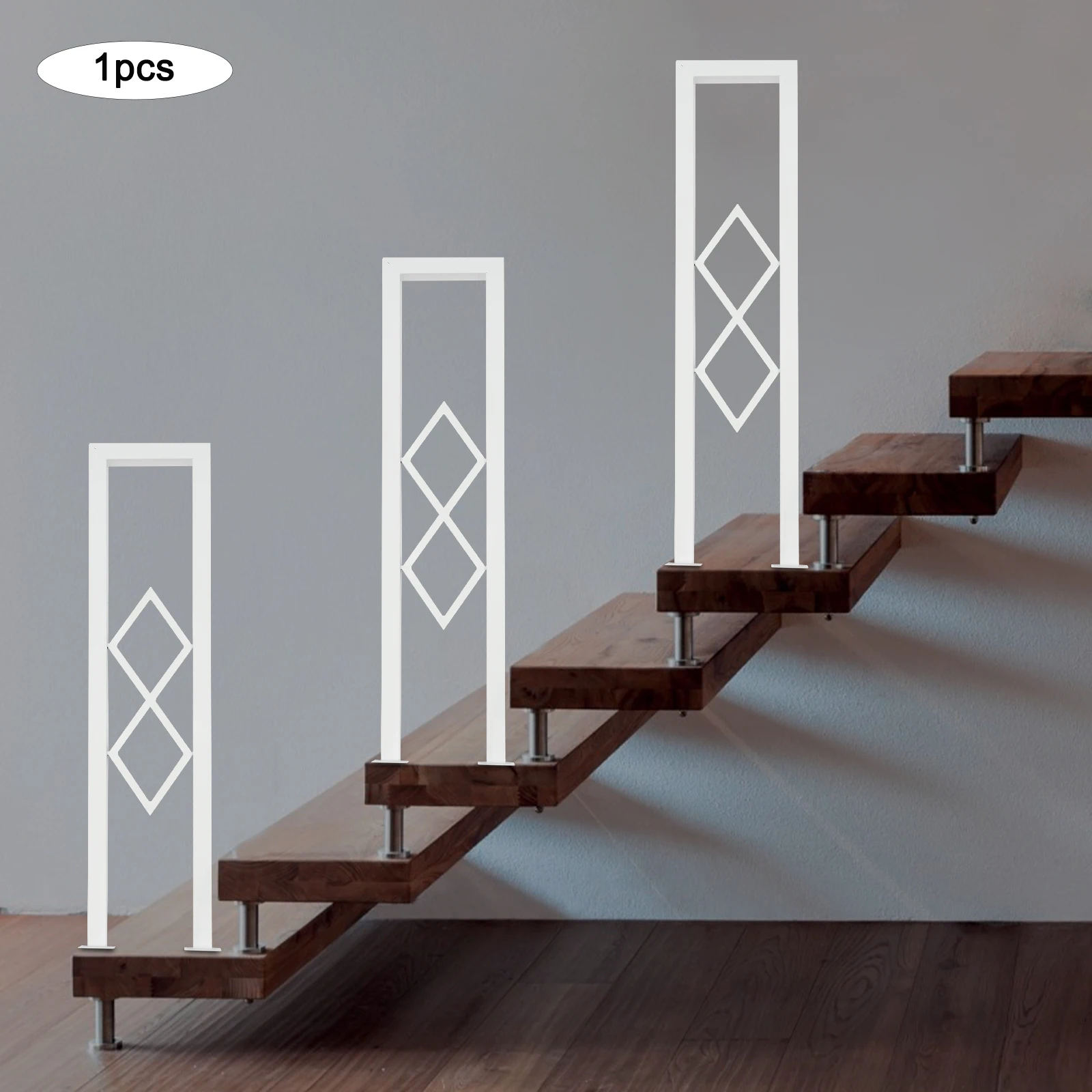 U-образные лестничные перила из белой углеродистой стали, ромбовидные декоративные лестничные перила, напольные лестничные перила, 7,87*33,46 дюйма