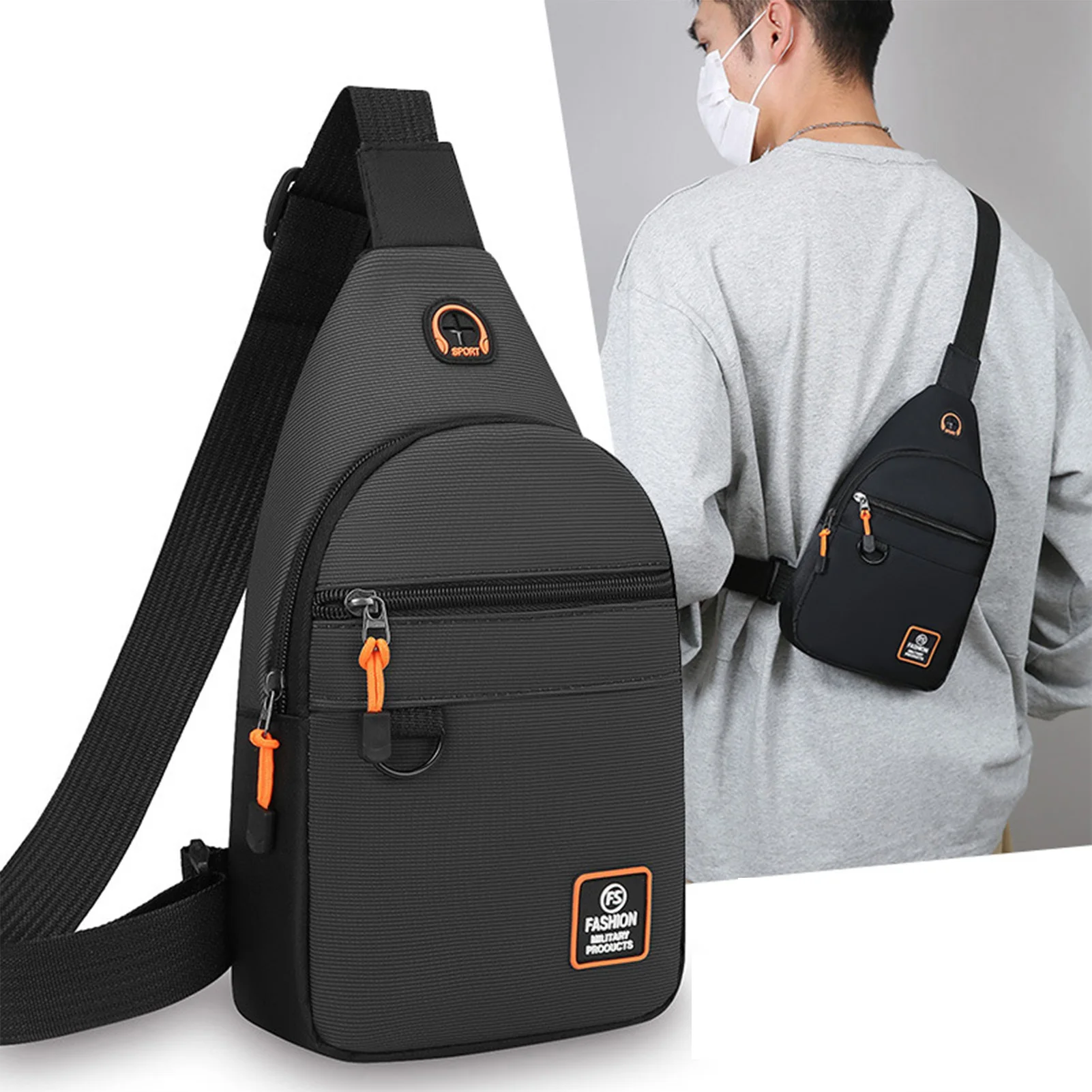 Wasserabweisende Umhängetasche für Herren, verstellbare Schulter-Brusttasche mit mehreren Fächern für Pendeln, Reisen, Geschäftliches