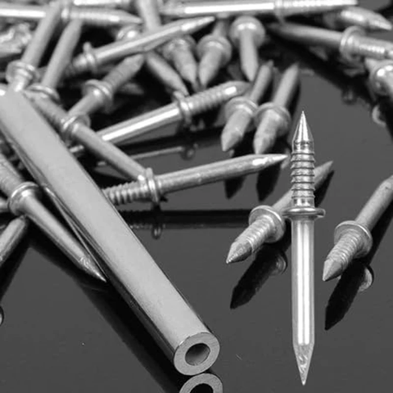 100 pezzi di filo per battiscopa a doppia testa chiodo senza cuciture, linea di battiscopa senza segni chiodo, chiodo senza cuciture con strumento per manicotto per unghie argento