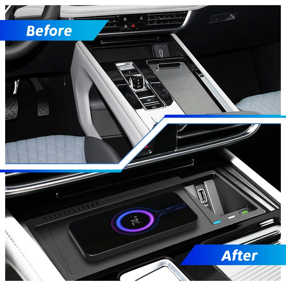 15 واط شحن لاسلكي سريع شاحن الهاتف لوحة لوحة حامل لفولكس واجن توران 2021-2025 فيلوران 2022-2025