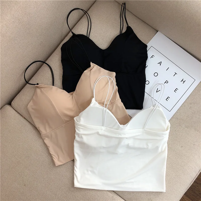 Sexy Ice Silk Camisole For Women Summer Breathable Comfort Underwear Girls Crop Tops Vest Female Black Sexy Tube Tops Bras White