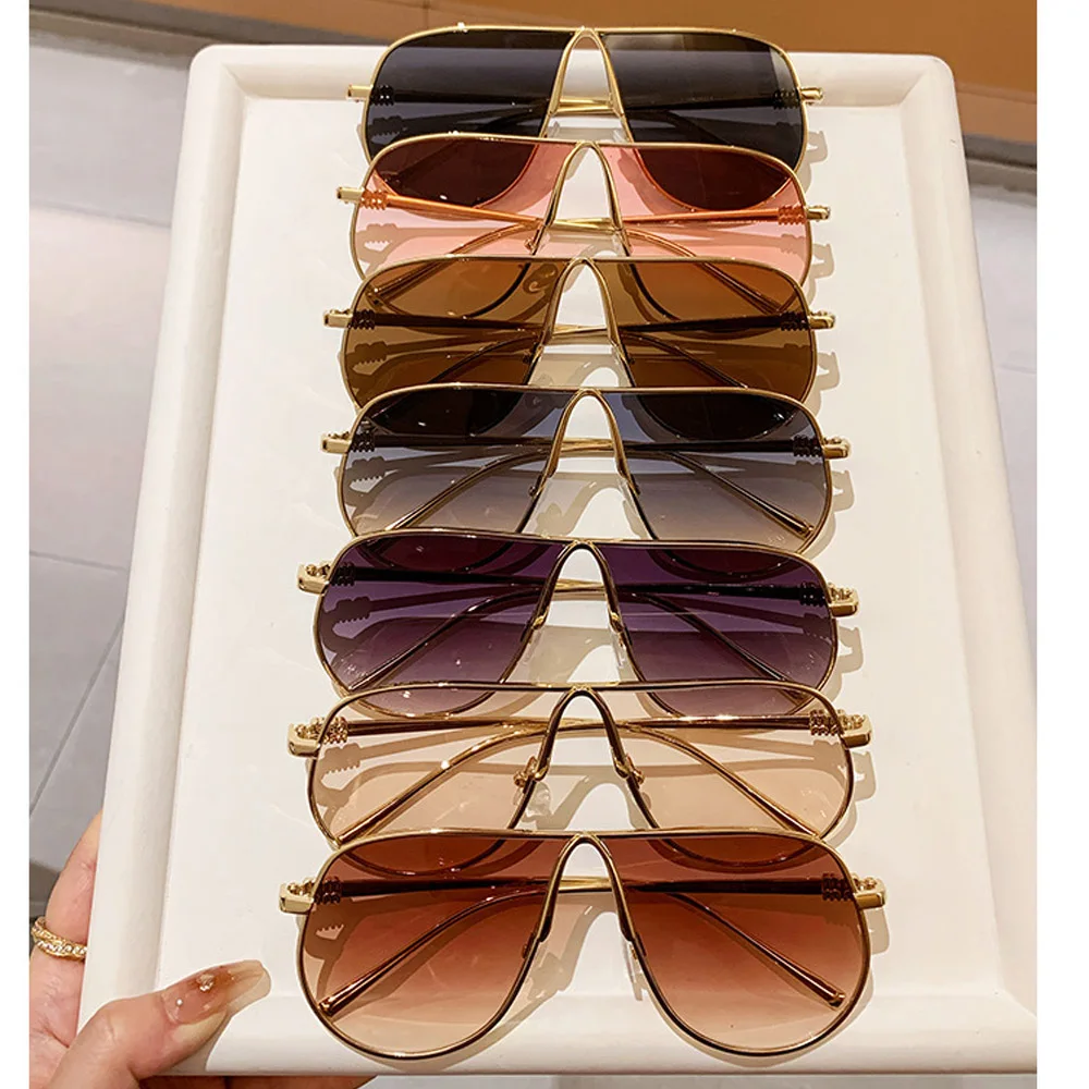 Neue Modemarke Übergroße Quadratische Sonnenbrille für Damen Vintage Legierung Farbverlauf Elegante Sonnenbrille Damen Sexy Fahrbrille – Detail 3