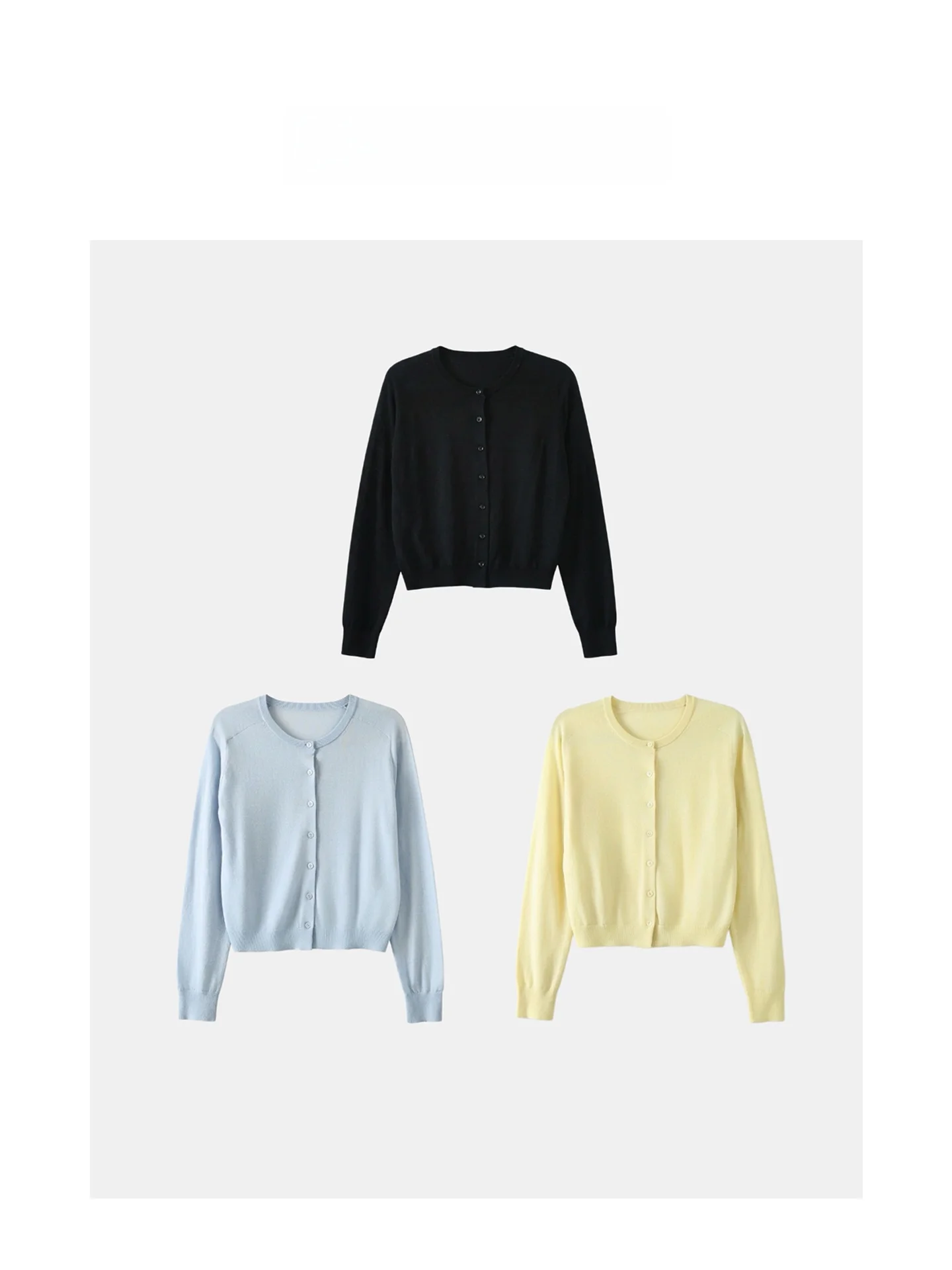 

Spring Knitted Cardigan Soft Sugar XINAO16 Needle Fine Spun Merino Wool Basic round Neck Long Sleeve Button up Women's Sweater