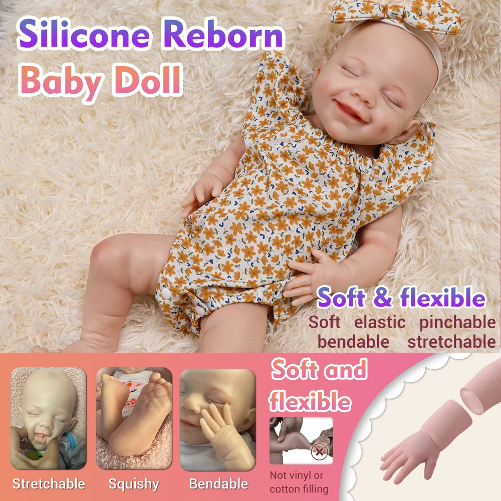 

18 inch Full Silicone Newborn Baby Girl Soft Lifelike Washable Visible Veins Reborn Doll Christmas Gift Kids Toy