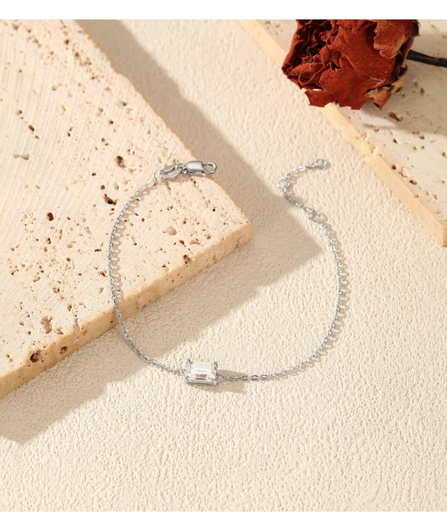 MODIAN Smaragdschliff D-Farbe Rechteckiges Moissanit-Armband aus 925er Sterlingsilber, luxuriöses Gliederkettenarmband für Damen, edler Schmuck – Detail 13