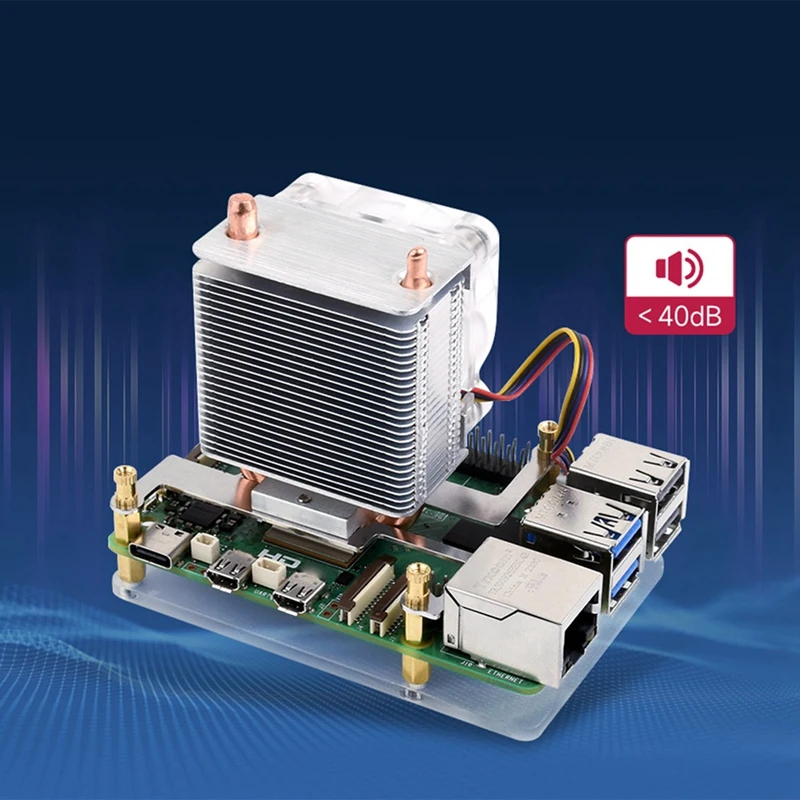 Smart-ICE CPU tour ventilateur de refroidissement Vertical pour Pi 5 Raspberry Pi 5 refroidisseur en forme de U Tube de cuivre ailettes de refroidissement RGB ventilateur de refroidissement