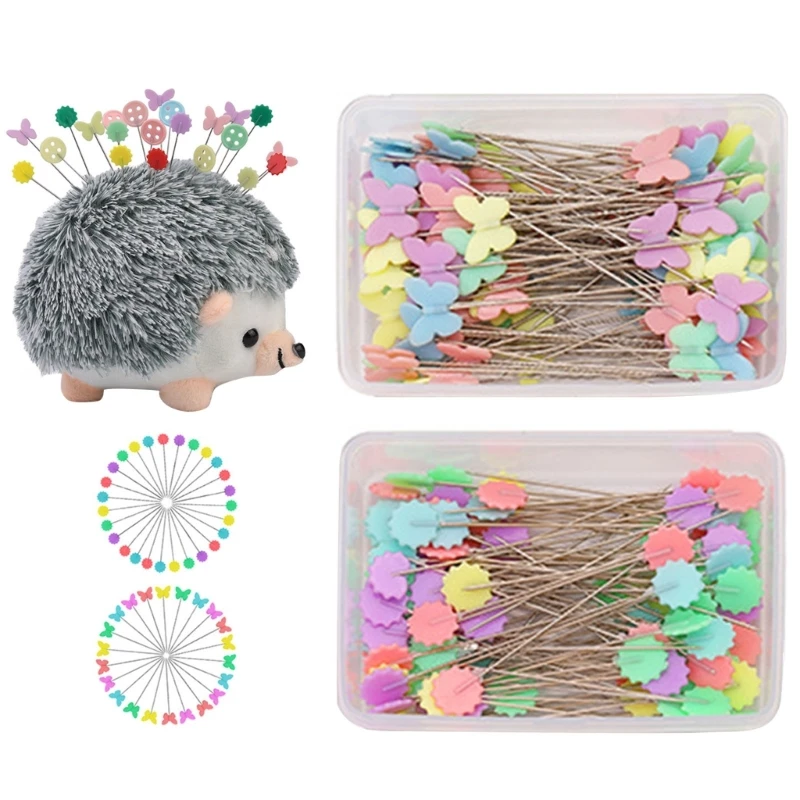 2 Set Hedgehog Pin Cushion Sewing Pins Fixed Position Needle Flower Head Pins Dressmaking Pins Straight Pins