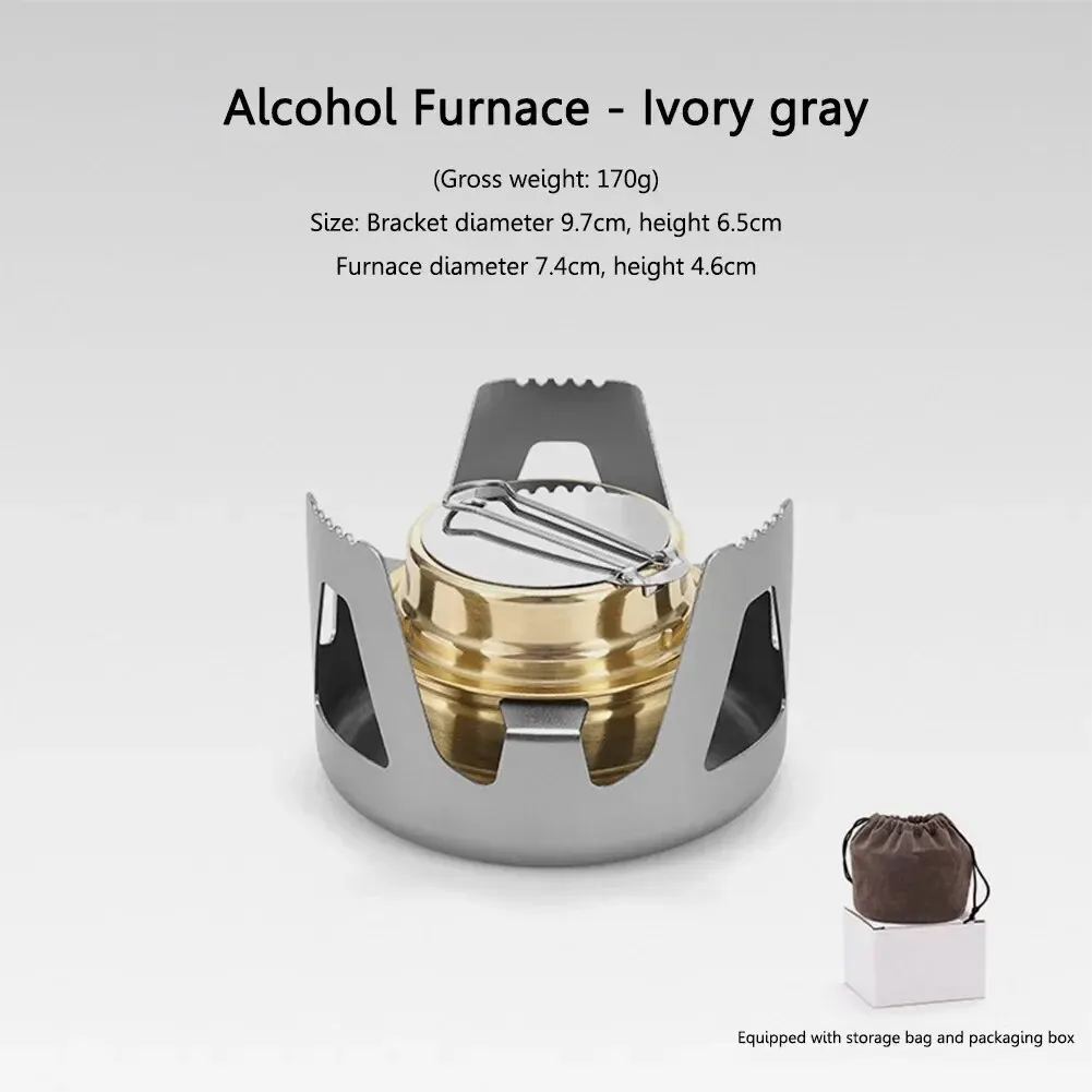 NONE Portable Mini Alcohol Stove Brass Silver 4