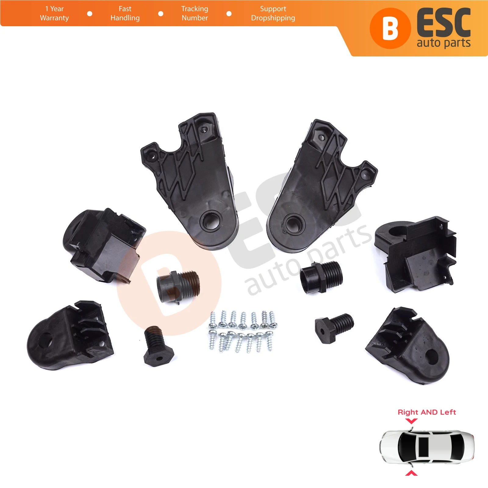 EHL580 Headlight Holder Mount Repair Bracket Tab Set Left Right Side for Mercedes C Class W205 C205 S205 A205 2013-2023