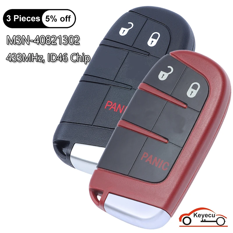 

KEYECU 3 Buttons 433MHz ID46 Chip for Dodge Durango Dart Journey 2011-2020 Smart Remote Control Key Fob M3N-40821302 68066349