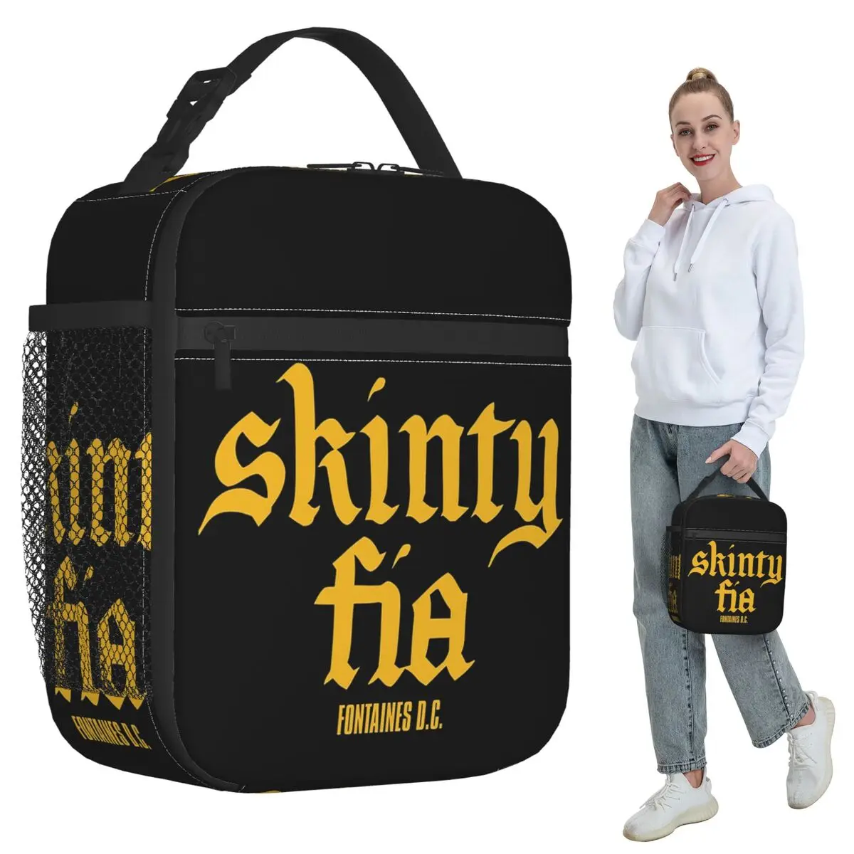 

Сумка-холодильник Fontaines DC Merch Skinty Fia для женщин, термосумка для еды, портативный контейнер для обедов, офисный ланч-бокс