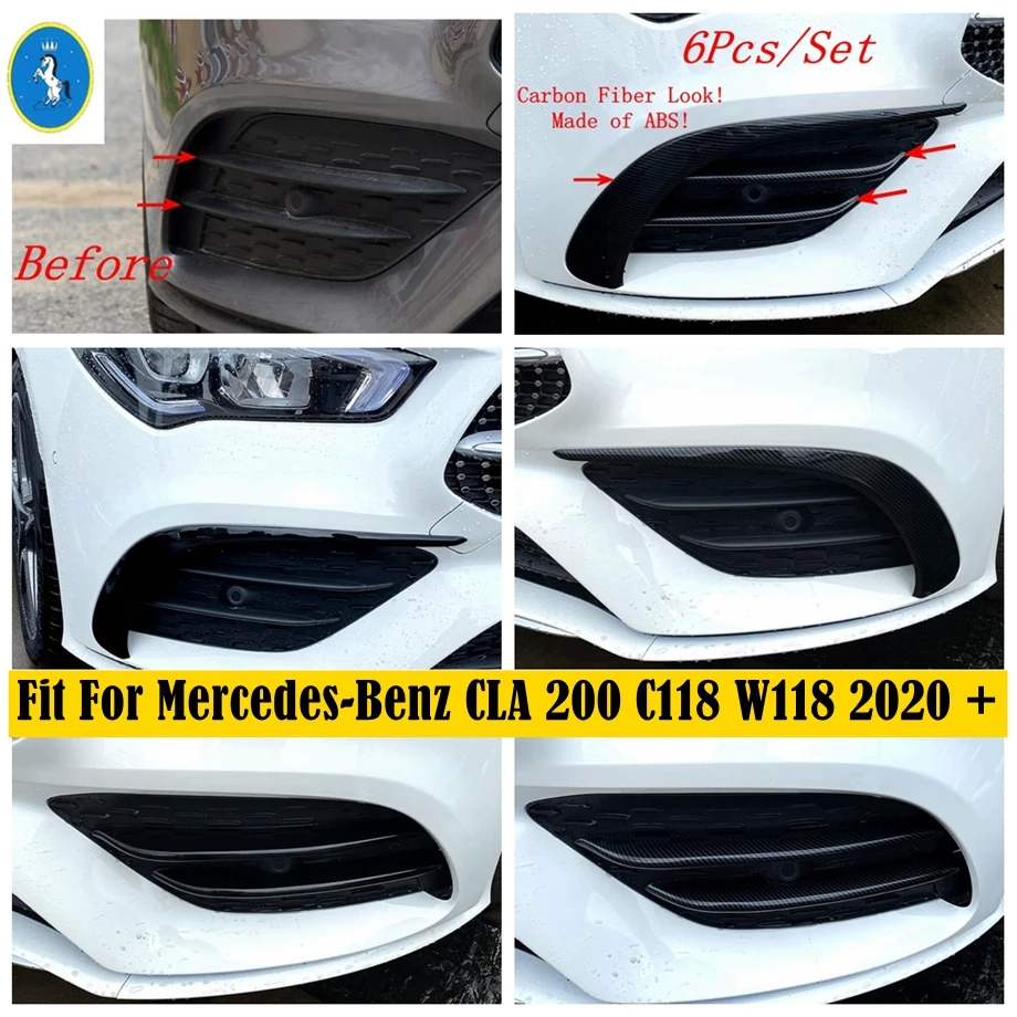 

Front Bumper Grille Slats Knife Fog Lights Lamps Eyebrow Stripes Cover Trim For Mercedes-Benz CLA 200 C118 W118 2020 2021 2022