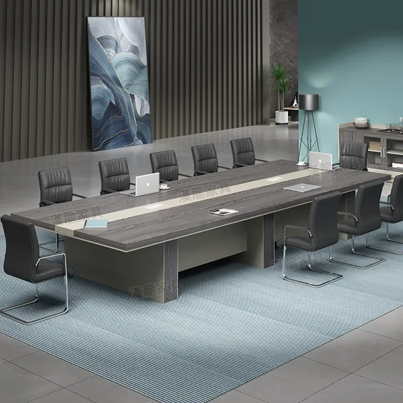 for Large Conference Table Long Rectangular Office Negotiation Training Meeting Room Table Simple Modern Style with Chair