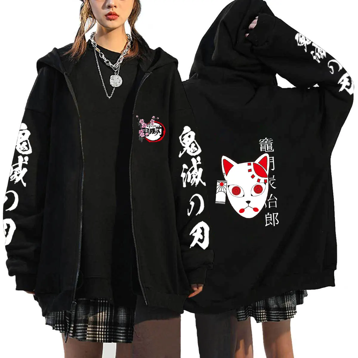 Fashion Anime Demon Slayer Zip Hoodie Roupas Masculinas Oversized Coat Tops For Women Men Zipper Sweat Femme Streetwear Jackets