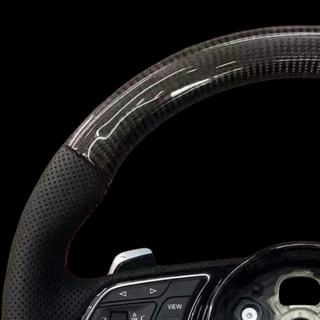 High Level Real Leather Carbon Fiber Steering Wheel New Style Sport Pro for  RS7 RS3 RS4 RS5 RS6 S8 Q3 Q5 A4 A5