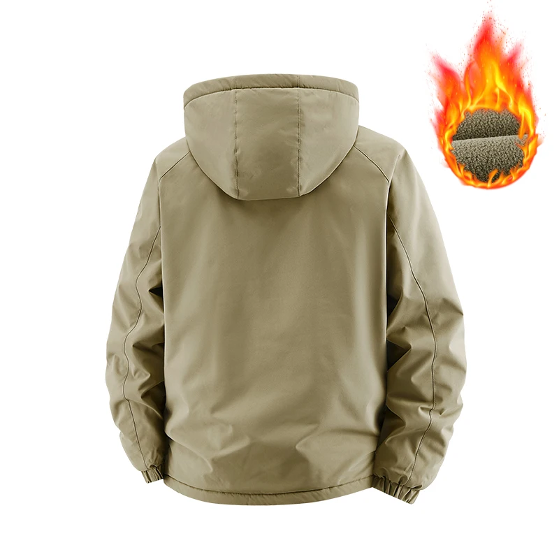 Winter Man Fleece Outdoor Windproof Jacket Man Detachable Hat Outwear Jackets Male Multi Pocket Work Safari Jacket Plus Size 8XL