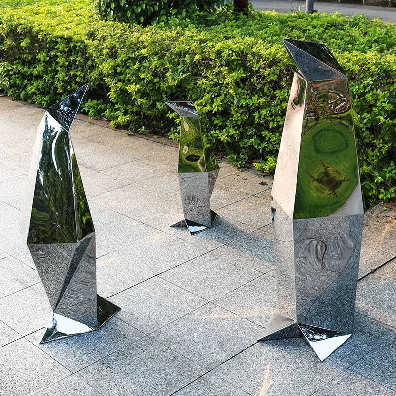 Outdoor Stainless Steel Waterscape Sculpture, Park Landscape, Mirror, Penguin, Manufacturers, Made of Stainless Steel