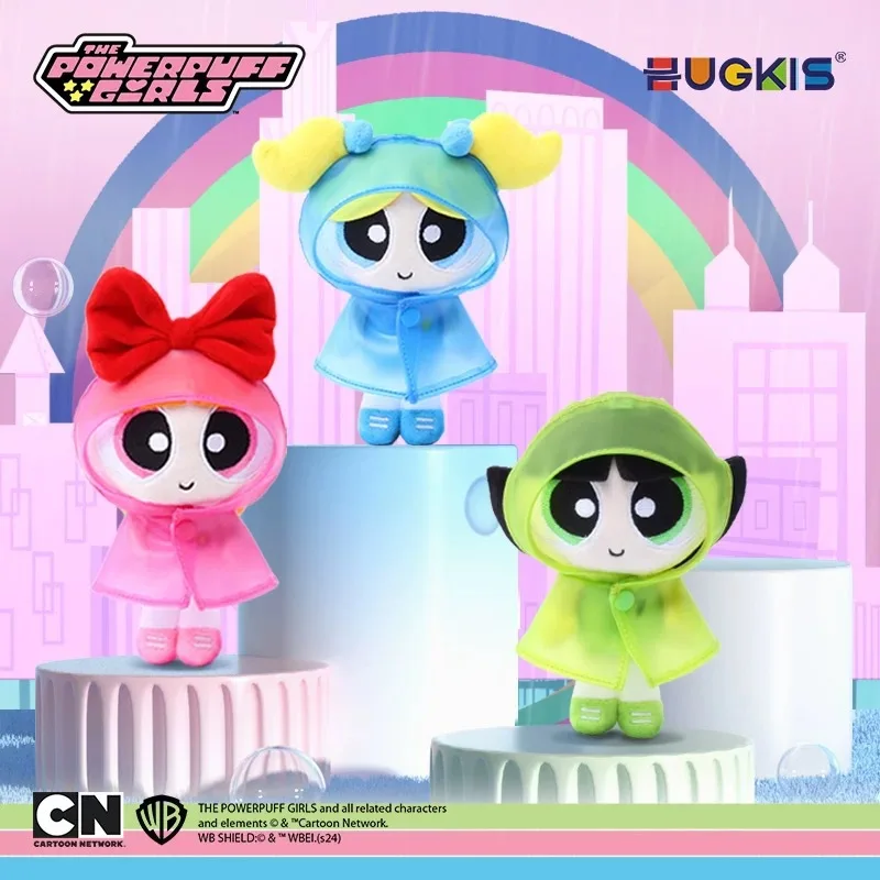 

Оригинальный плюшевый брелок HUGKIS «Суперкрошки» в виде дождевика, милые аниме-фигурки Блоссом и Бабблс, мягкая игрушка-подвеска для сумки, подарок для девочек