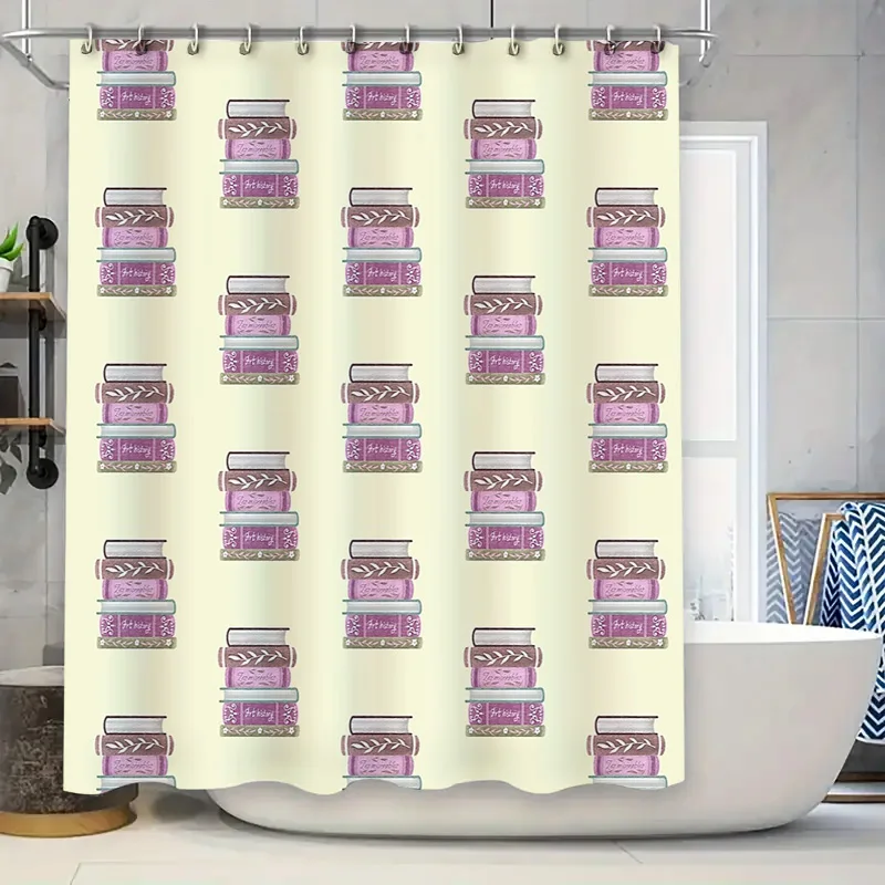 

Занавеска для душа с цветочным принтом, ботанический принт, тема природы, декор для ванной комнаты, водонепроницаемая ткань, винтажный стиль фермерского дома, моющаяся панель