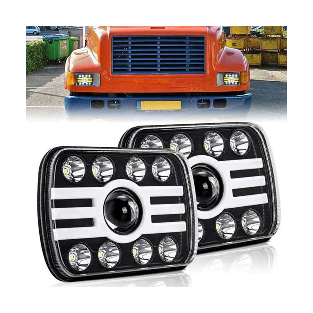 1 Pair 240W 5X7 Inch 7X6 Inch LED Headlight High Low Beam Halo DRL for Wrangler XJ YJ