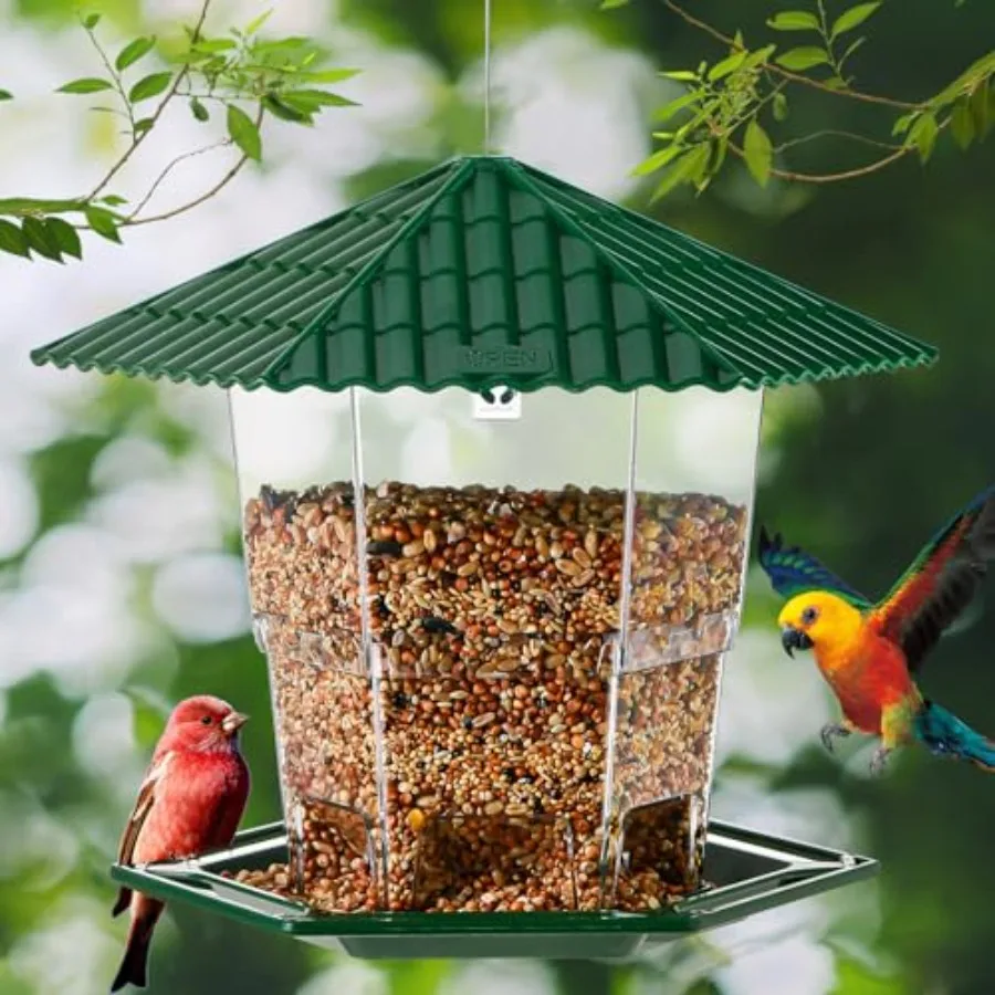 【Spot goods】2 Pack Bird Feeders for Outdoors Hanging Bird Feeder Wild Birds Seed Green BB view 2